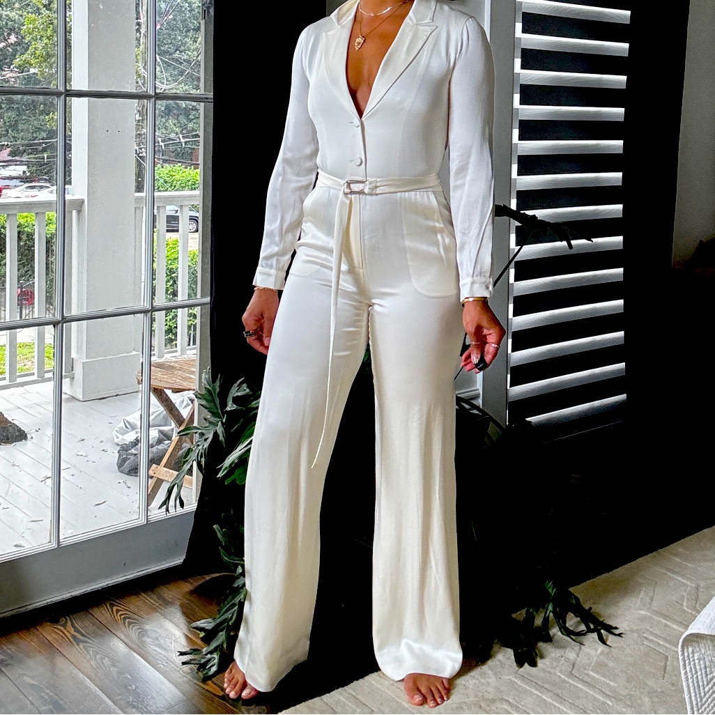 White Dressy Jumpsuit Pant Suit